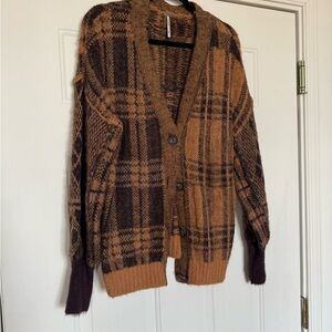 Free People Plaid Cardigan